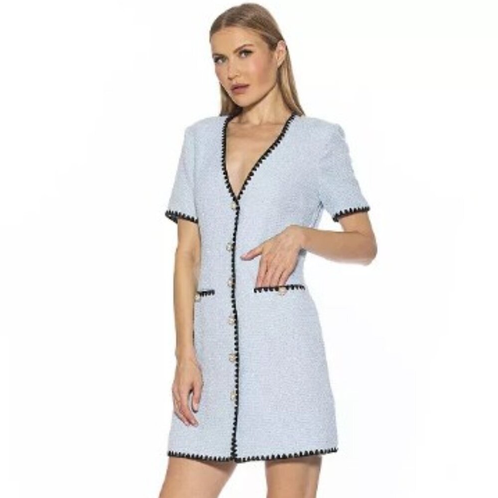 ALEXIA ADMOR Tweed Button Down Shift Dress